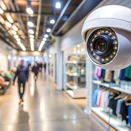 A security camera in a shopping centre.