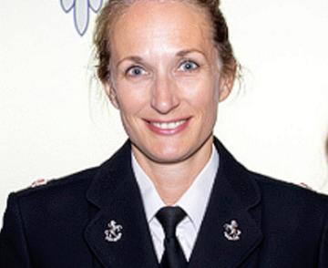 A closeup of the author, Alice Ames, in uniform.