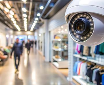 A security camera in a shopping centre.